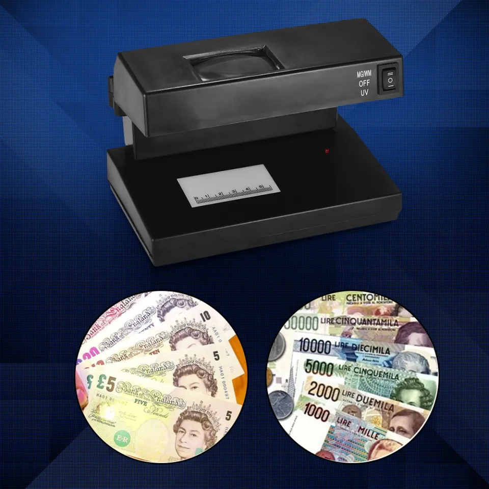 Bisofice Counterfeit Bill Detector, Portable Money Counter Machine,  Automatic Money Detection USD EURO by UV MG IR Image Paper Quality Size  Thickness 