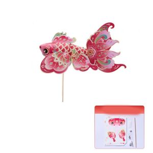 Brisa mid-autumn lantern chinese new year decoration items home 灯笼 Handmade Mid-Autumn Festival Fish Lantern Ancient Style Material Kit DIY Lantern Material Kit Cute Luminous Design Handheld Fish Lantern Middle Autumn Festival