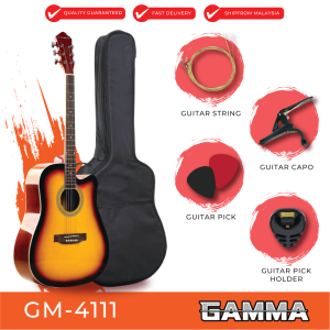 Gamma GM-4111 (Glossy Finish) Dreadnought 41 inch Acoustic Guitar with Cutaway