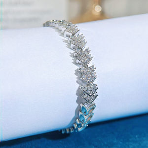 Sequito đắt tiền nữ thần Vòng tay trang sức vàng trắng màu Inlay nhỏ Bling aaaaa Zircon lập phương lá trang sức đeo cổ tay cho bữa tiệc hàng ngày b324