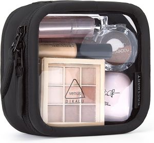 Túi đựng mỹ phẩmtrong suốt BAGSMART dành cho nữ túi đựng đồ dùng cá nhân khi đi du lịch túi đựng mỹ phẩm nhỏ xinh chống thấm nước được TSA chấp thuận túi đựng mỹ phẩm trong suốt có khóa kéo tiện dụng cho các vật dụng cần thiết trong xe hơi (mà
