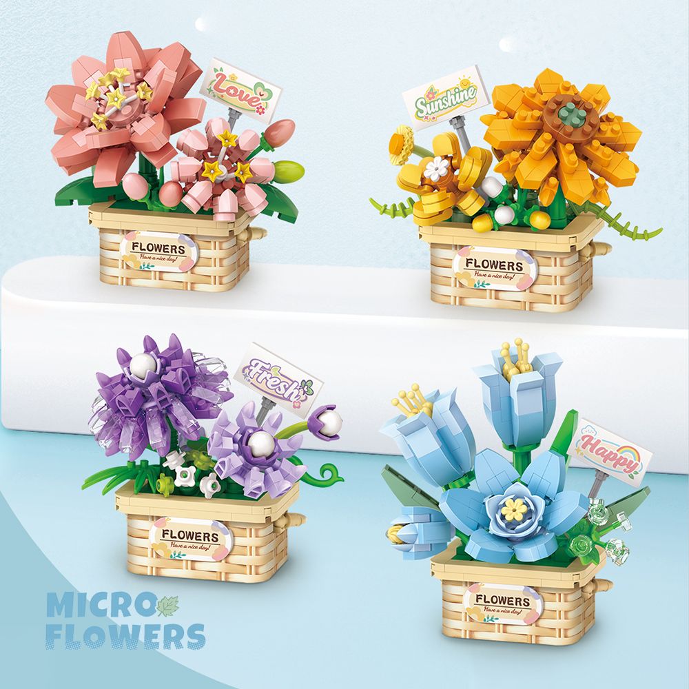 Set de construction mini panier de fleurs décoration florale diy_voghion.com