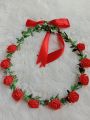 Bando Flower Crown  full bunga spon mawar pita besar. 