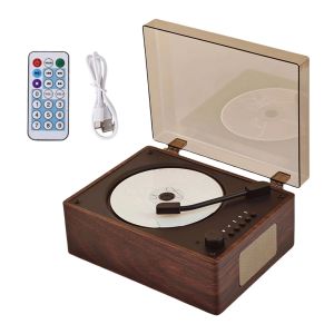 Retro Turntable CD Player Two-way Bluetooth 5.1 Built-in Speaker Portable USB 3.5mm AUX Rechargeable
