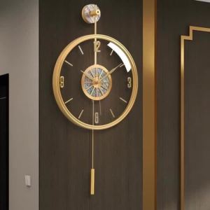 FFBH Alloy Case Modern Luxury Wall Clocks Living Room Aesthetic Silent Quartz Wall Clocks Nordic Creative Bedroom Home Decorations 9N5Q1