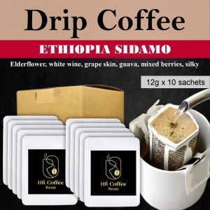 [HR COFFEE BEAN] Coffee Drip Bag (Ethiopia Sidamo) Premium Arabica Coffee / Drip Coffee / Filter Coffee / Kopi Filter / Kopi Arabika Suitable for Picnic /Vacation/ Travel/ Free Gift/ Company Gift/ Office/ Hiking / Camping