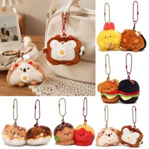 ALLLUCK Từ tính  dây chuyền cặp đôi Tôm Takoyaki và Tempura Thức ăn hoạt hình Đồ chơi nhồi bông Mềm mại Bánh mì Burger  Dây Trang Trí Túi Xách Quà tặng cặp đôi