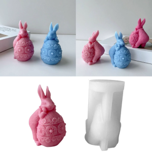 Rabbit Silicone Mold for Handmade Desktop Decoration Gypsum Epoxy Resin Aroma Mould for Home Decoration