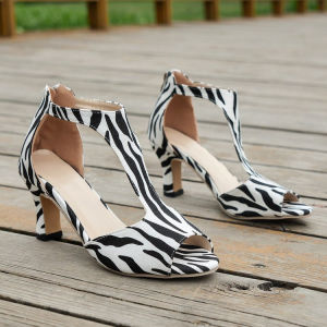 Fashionable Back Zipper Bag Heel Peep-Toe Shoes For Women 2026 Summer New Large Size Side Hollow Thin Heel High-Heel Sandals