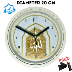 Jam Dinding dan Meja Muslim Series Kaligrafi Islam Diameter Kecil 20cm Aesthetic Elegant