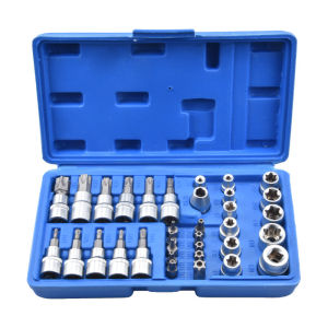 34pcs Chrome Vanadium Torx E Type Spanar Socket Box & Bit Hand Tool Set