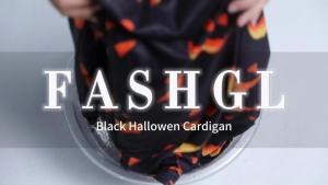 FASHGL  Womens Halloween Cardigan with Pumpkin Face Print Waist-Cinching Shirt Ghost Season Lightweight Long Sleeve Cardigan