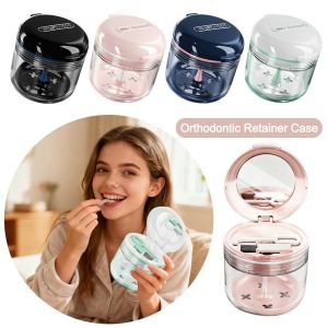 UTOPUS Transparent Orthodontic Retainer Case Sealed Leak-proof Denture Bath Case Portable Teeth Care Denture Soaking Box for HomeTravel
