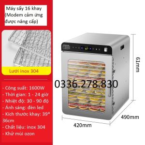 Máy sấy thực phẩm 16 khay mẫu mới có khử mùi ozon. Hàng nhập khẩu bảo hành 12 thángxuất hóa đơn VAT liên hệ shop