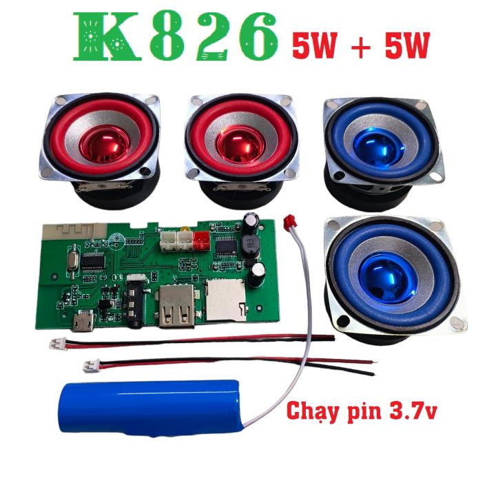 Mạch loa bluetooth 5.0 K826 + 2 Loa 5W + Pin. Đủ đồ nghề để chế loa ...