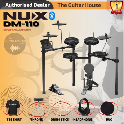 NUX DM-110 5 Piece Digital Electronic Drum Set With Kick Pedal Package (DM110 DM1)