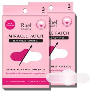 Rael Miracle Melting Pack Gentle Blackhead Remover Nose Strips (6 Count)    Pore Cleansing and Soothing Sheets 3 Step Kit Sebum Removing Cotton Swabs Korean Skin Care Pore Care