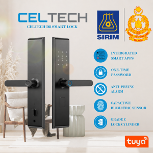 【SIRIM CERTIFIED】CELTECH SMART LOCK D8 | INSTALLATION AVAILABLE | 1 YEAR WARRANTY | TUYA APP