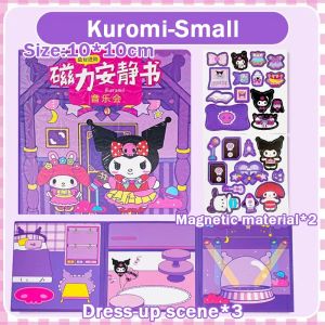 Cartoon Magnetic Kuromi Paper Doll House Book Set Sanrio Quiet Book Gifts for children