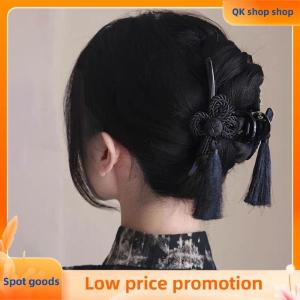 ✨QK shop✨ New Chinese Style Hand Woven Knot Tassel Clip Elegant Dignified Cheongsam Hanfu Braided Updo Hair Accessories