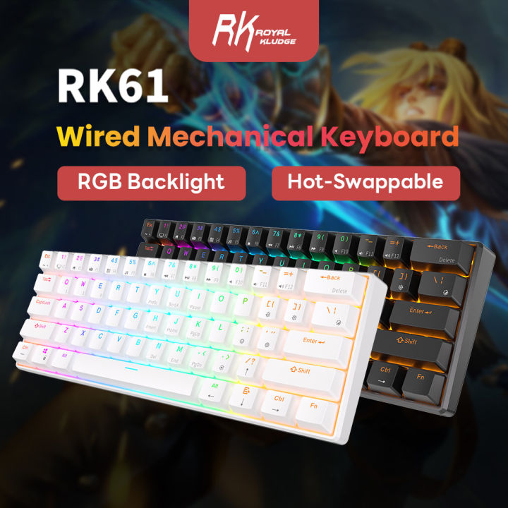 RK ROYAL KLUDGE RK61 Mini Gaming Keyboard Hot Swappable Mechanical ...