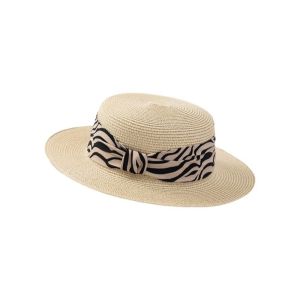 with Leopard Print Belt Straw Woven Hat Wide Brim Flat Top Sunscreen Bucket Hat Sunshade Sun Protection Womens Sun Hat Beach