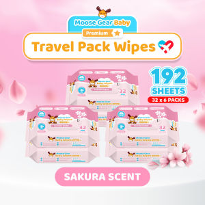 Moose Gear Baby Wipes Premium Sakura Scent 192sheets 6PACK w/ Vitamin E & Aloe Extract Thick & Soft