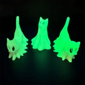 Set Of 3 Halloween Glowing In Dark Ghostly Cats Minaiture Figurines Ornaments For Indoor Tabletop Shelf Decoration Gift