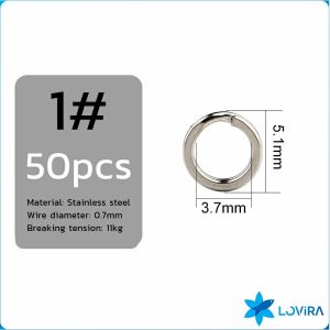 LoviRa Fishing Split Rings 50pcs Fishing Accessories Stainless Steel Split Rings