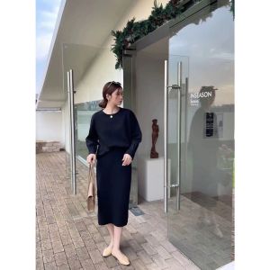 SET7203 Weekends Knit Set Sweater n Midi Skirt