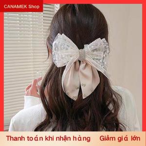 CS New Kẹp Tóc Satin Vải Trang Trí Bow Rhinestone Màu Đen Kích Thước Lớn Kẹp Tóc Phụ Kiện Cho Phụ Nữ Cô Gái