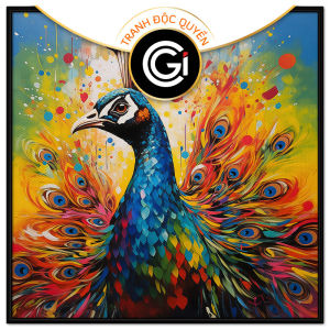 Tranh treo tường tranh dán tường chim công đẹp tranh trang trí phong thủy. CGI-107