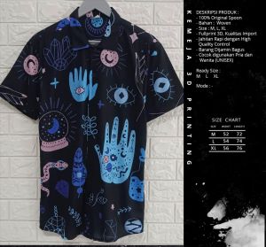 Kemeja Pria/Wanita Dewasa Lengan Pendek | SPOON | Motif - Black animal