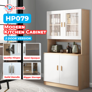 E-Morah (2/3 Doors) HP079 Modern Kitchen Cabinet Acrylic Door Storage Sideboard Scandinavian Home Kitchen Integrated Shelf Rak Dapur Kitchen Rack Dapur Almari Kabinet Dapur