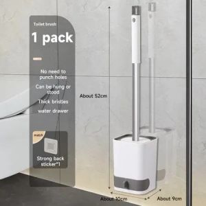 Goldstar 4in1 Toilet Brush Set with Silicone Bristles and Wall-mounted Holder Bathroom Brush Toilet Wand