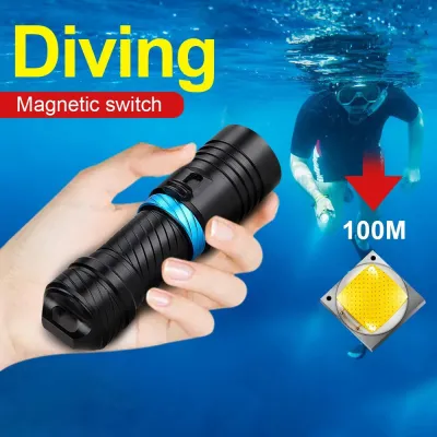 Diving flashlight waterproof torchlight underwater diving Flash Light 100000 Lumens diving light professional diving Flashlight Rechargeable Scuba Lantern touch light 18650 battery flashlight Fishing light Dive 200M Searchlight camping lamp
