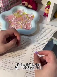 2PCS DIY Tulip Mirror Cube Lamp Handmade Craft Night Light Simulation Flower Bedroom Sleeping Table Lamp For Birthday Gift