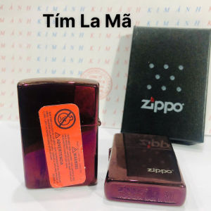Hộp quẹt ZIPPO màu Tím mộc đáy La Mã loại trơn bóng Kim Ánh nhập hàng cao cấp vỏ bằng đồng có dán tem đỏ