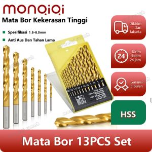 13 Buah Mata Bor Besi Baja 1 Set  PROMO Mata Bor Besi Set 1.5mm-6.5mm 13 Pcs Seperti High Quality  Mata Bor Power Drill Steel Titanium Hex Shank  Mata Bor HSS Set Komplit Kayu Plastik dll