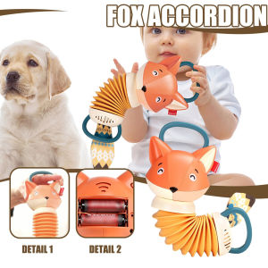 Mini Cartoon Fox Accordion Childrens Toy Music Enlightenment Instrument Vocal Portable And Compact Caterpillar Early Educational Soothe Montessori Toy Gift