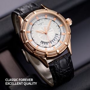 YAZOLE men watch Quartz Casual Luminous Exquisite Calendar Shock Resistant Luxury Holiday gift Mineral glass Leather strap [447]