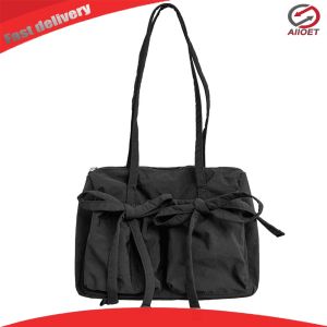 【Alloet】 Lightweight Womens Shoulder Tote Bag with Bow for Outdoor and Casual Daily Use