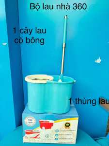 Bộ lau nhà 360 độ PHÚC HƯNG PHÁT có 1 thùng lau 2 bông lau 1 cây lau