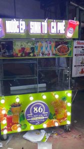 Xe Trà Sữa Nước Ép 1m2 Đèn nét chữ nổi siêu sáng đã bao gồm thiết kế và đèn cơ khí Tân Ngọc Châu 0937.272.899