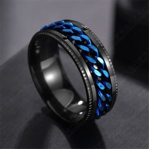 STARKEEPER Goth Simple Fidget Spinner Stainless Steel Rotating For Teens Women Anxiety Rings Men Rings Twist Chain Korean Finger Rings