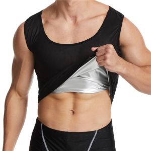 JHHB Men Sweat Sauna Vest Slimming Polymer Workout Body Shaper Top Weight Loss Fat Burner Compression Shirts Waist Trainer Suit