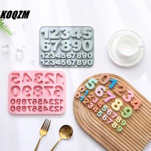 KOQZM🍽🍷 Silicone Number Mold0-9 Number Chocolate MoldReusable Numbers MoldHappy Birthday Cake Decorations Cupcake Baking Mold