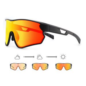 Men Women Cycling Sunglasses Interchangeable Color Rainbow Colorful Photochromic Sports Glasses