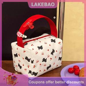 【LAKEBAO】 Dễ thương mèo đen Cherry Bow in cầm tay Túi mỹ phẩm công suất cao du lịch xách tay tạp hóa lưu trữ túi thời trang trang điểm Túi Quà Tặng