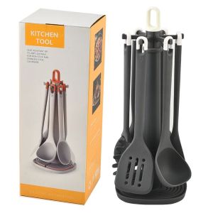Sacesr Silicone Kitchen Utensils Set 7Pcs Heat Resistant Cooking Spatula Spoon with Silicone Handle Suitable for Home Cooking M2Y9R
